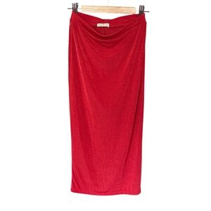 Slinky Red Form fitting pencil midi Skirt size small back slit